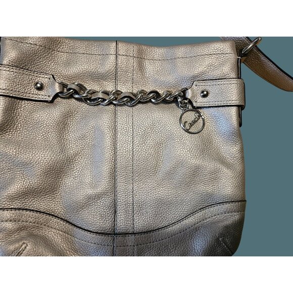 Coach Metallic Pebble Leather Chain Convertible Shoulder/Crossbody Bag - Picture 3 of 13